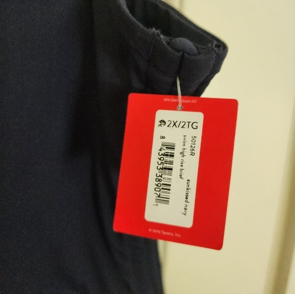 Spanx Navy Swim Bottoms Size 2x Beach Pool Summer Vacation High Rise Brief NWT - Picture 10 of 12